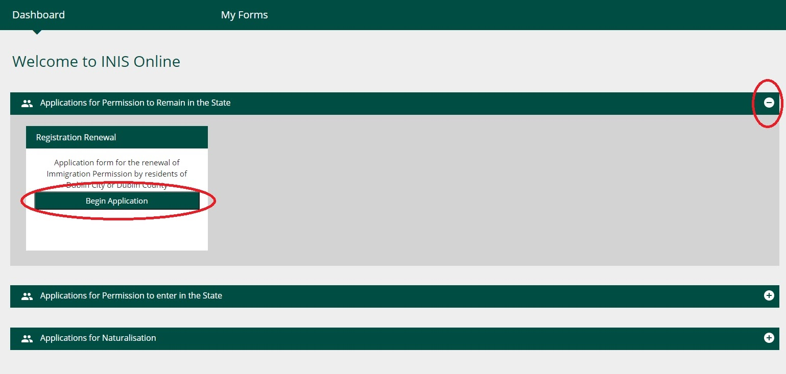 INIS begin application
